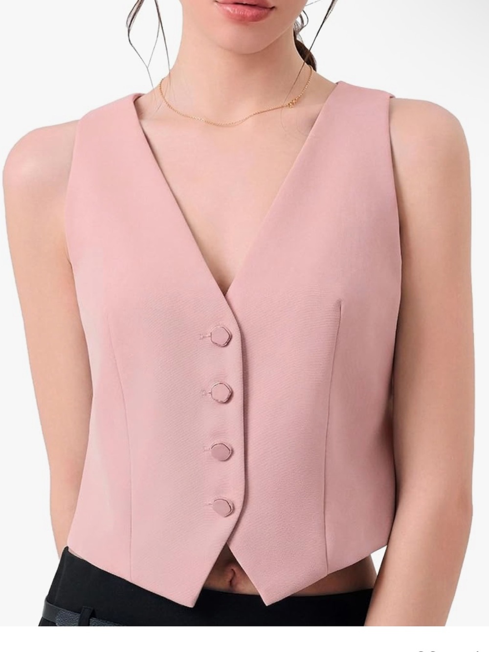 Women's V-Neck Buttoned Vest Color Peachskin| Tailored Top| Size Large